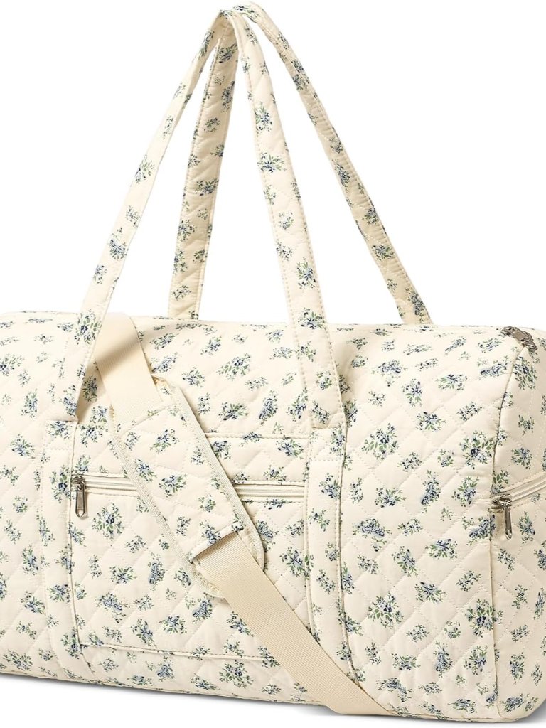Gym Bag For Women, Cute Duffle Bag, Quilted Duffle Bag For Travel, Floral Duffle
